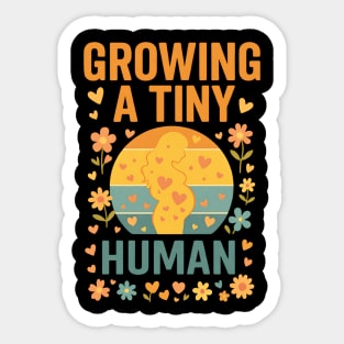 Growing A Tiny Human – Funny Retro Pregnancy Mom Design Sticker